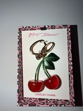 Betsey Johnson Red & Green Cherry Keyring Charm